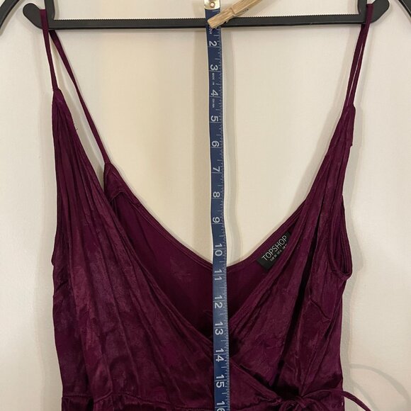 Topshop US6 Purple Floral Silk Wrap Dress – High‑Low, Spaghetti Strap - Picture 11 of 16